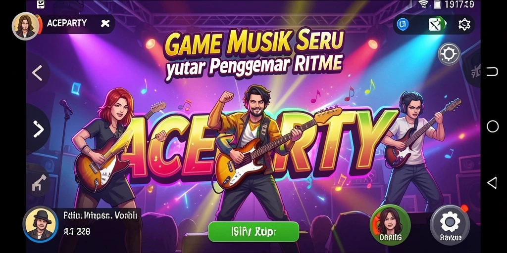 Screenshot gameplay ACEPARTY menampilkan pemain mengikuti irama musik.