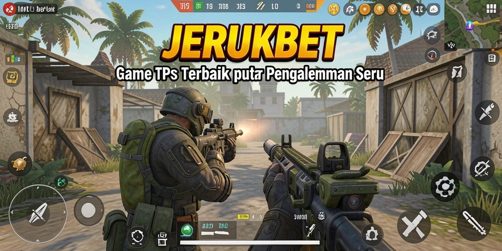 Screenshot utama JERUKBET menampilkan aksi seru dalam game TPS.