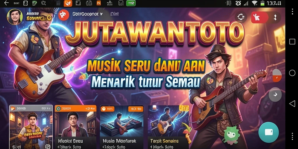 Gameplay seru di JUTAWANTOTO dengan berbagai lagu dan tantangan.
