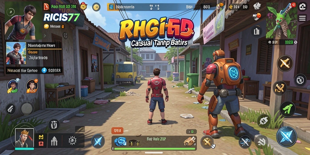 Tampilan gameplay RICIS77 yang ceria dan penuh tantangan.