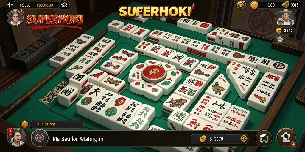 Tampilan seru dari gameplay Mahjong di SUPERHOKI.