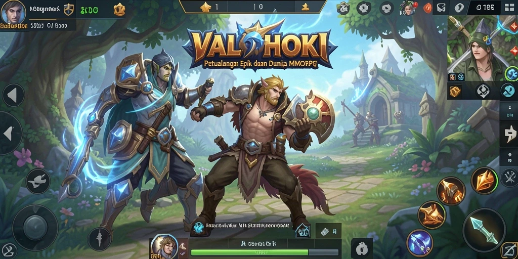 Tampilan gameplay <strong>VALOHOKI</strong> dengan karakter yang beraksi dalam pertempuran epik.